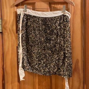 Anthropology (Dolan) Wrap Mixed Gold Sequin Skirt